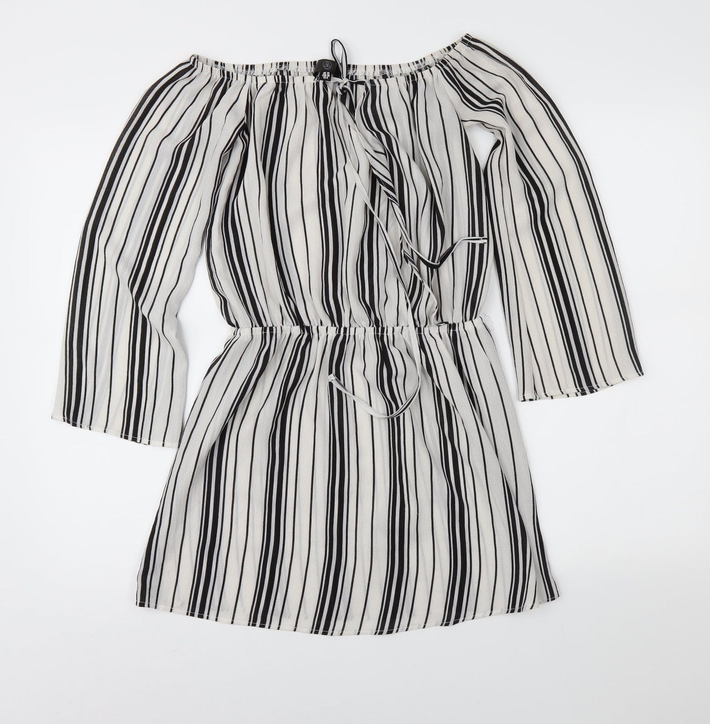 Missguided Womens Grey Striped  Fit & Flare  Size 10