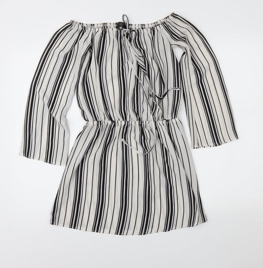 Missguided Womens Grey Striped  Fit & Flare  Size 10