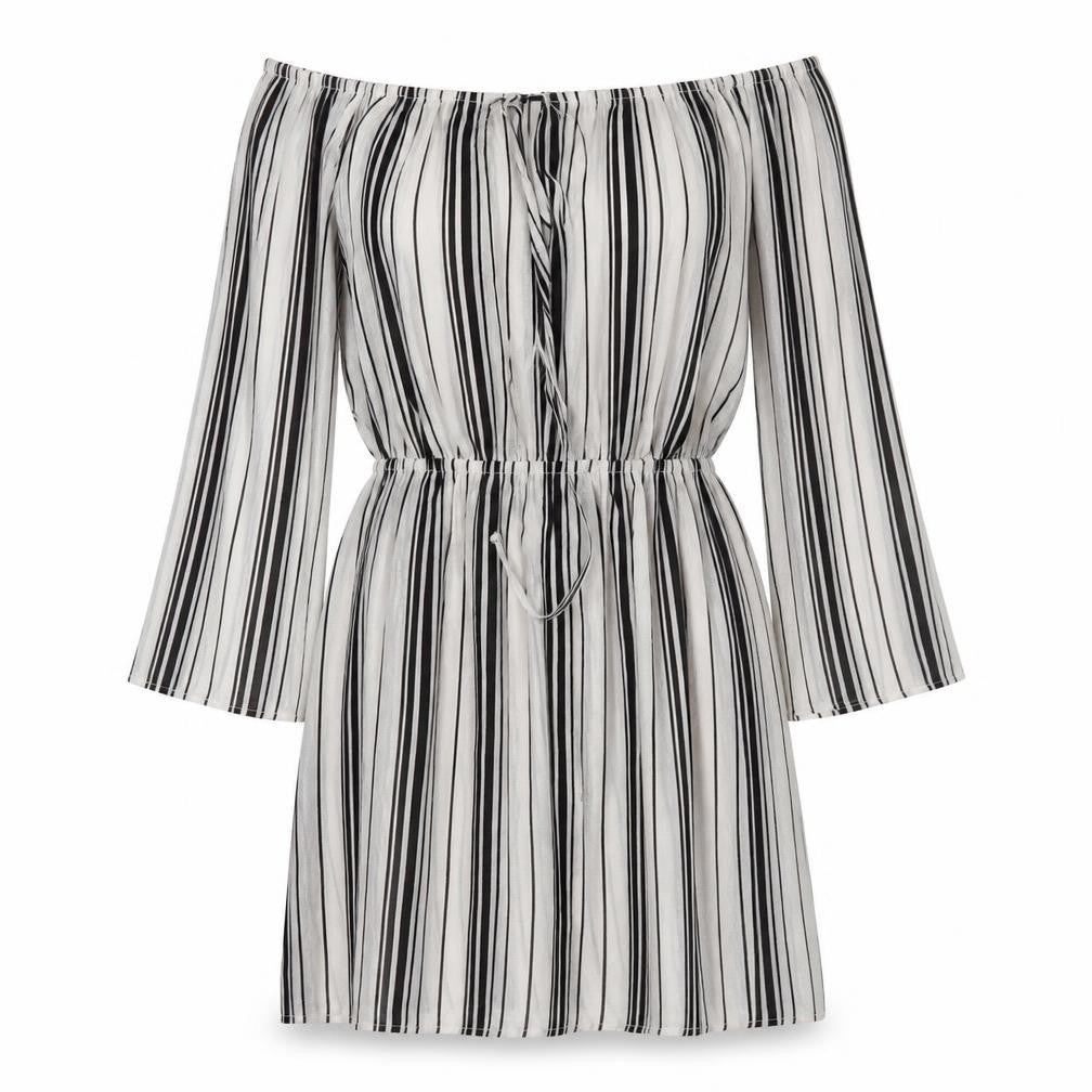 Missguided Womens Grey Striped  Fit & Flare  Size 10
