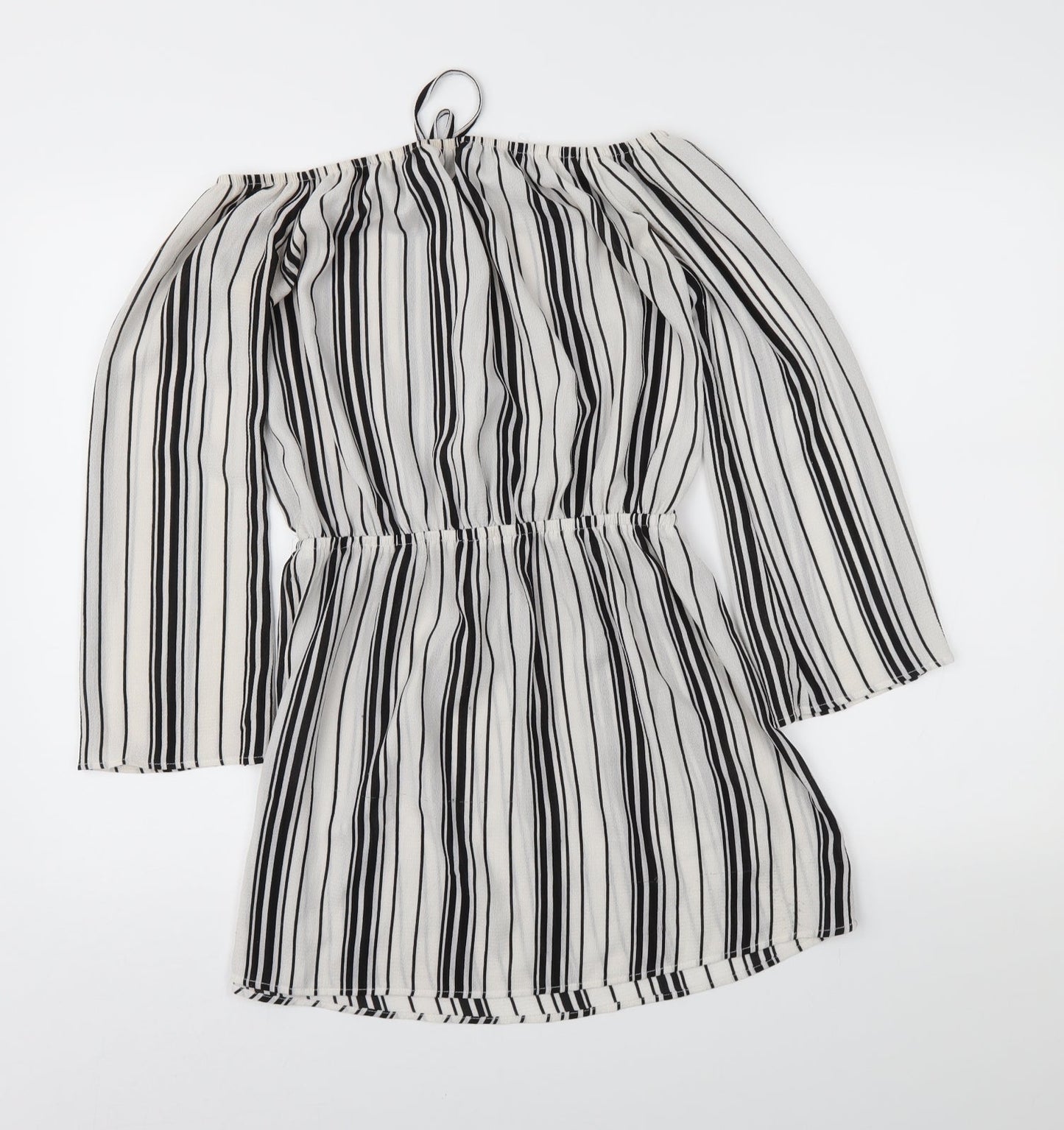 Missguided Womens Grey Striped  Fit & Flare  Size 10