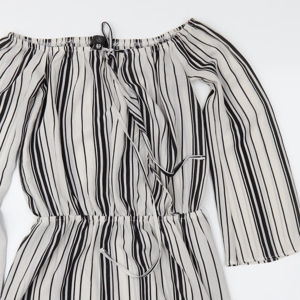 Missguided Womens Grey Striped  Fit & Flare  Size 10