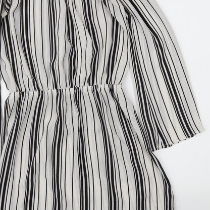Missguided Womens Grey Striped  Fit & Flare  Size 10