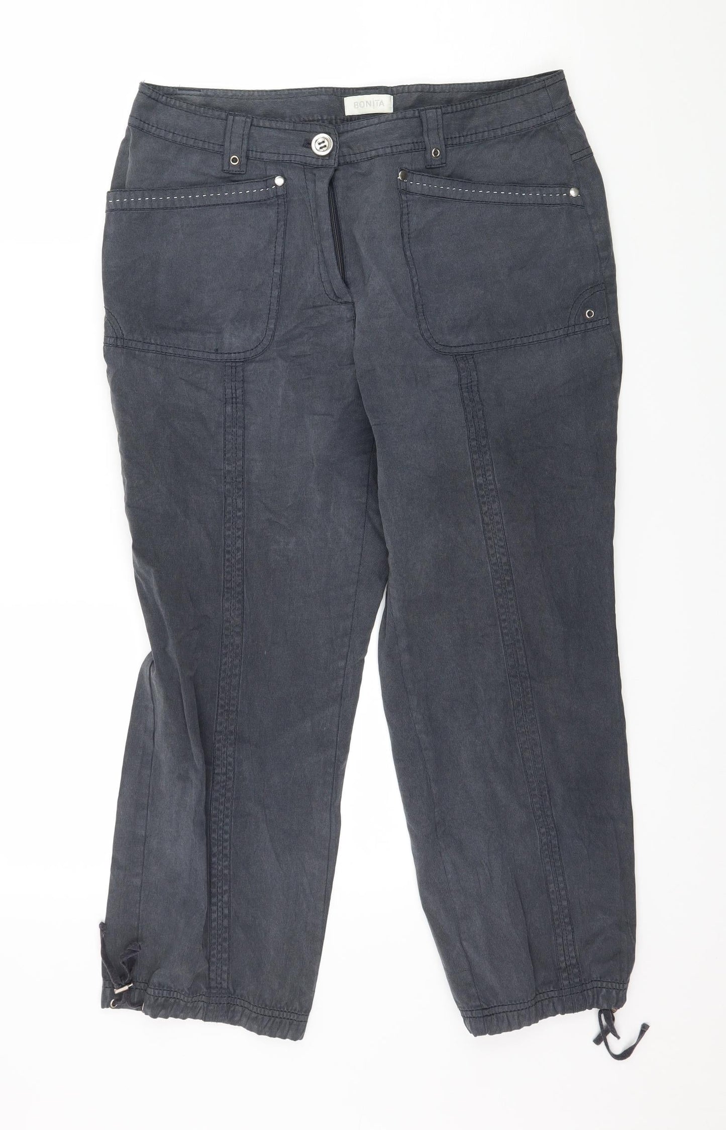 Bonita Womens Grey   Cropped Trousers Size 32 in L24 in