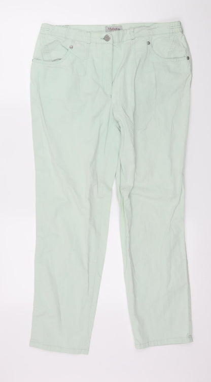 Malva Womens Green   Cropped Trousers Size 34 in L27 in