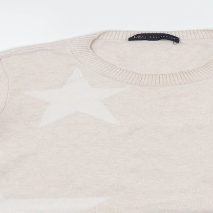 Marks and Spencer Womens Ivory Geometric Knit Pullover Jumper Size 12  - Stars
