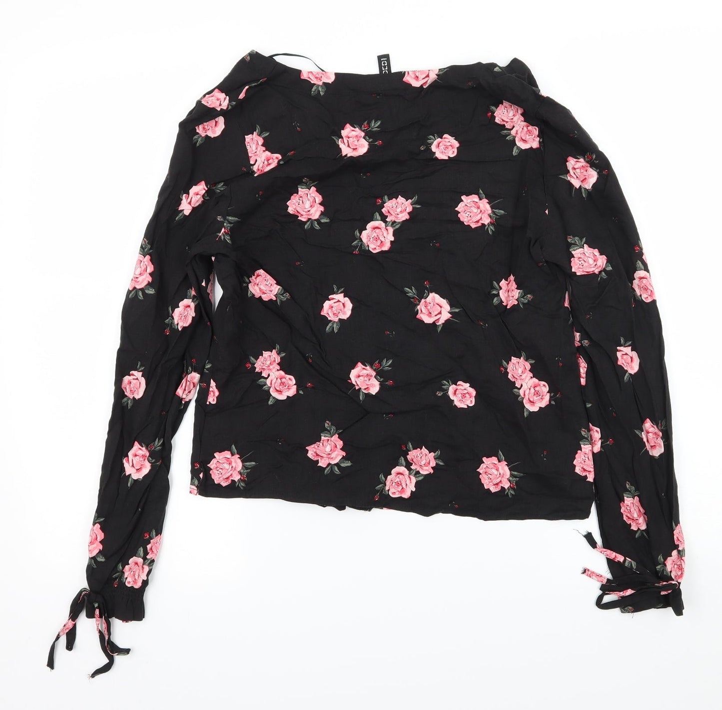 Divided Womens Black Floral  Basic Blouse Size 6