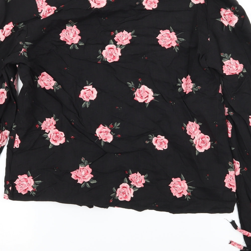 Divided Womens Black Floral  Basic Blouse Size 6