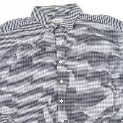 F&F Mens Blue Check   Button-Up Size 18