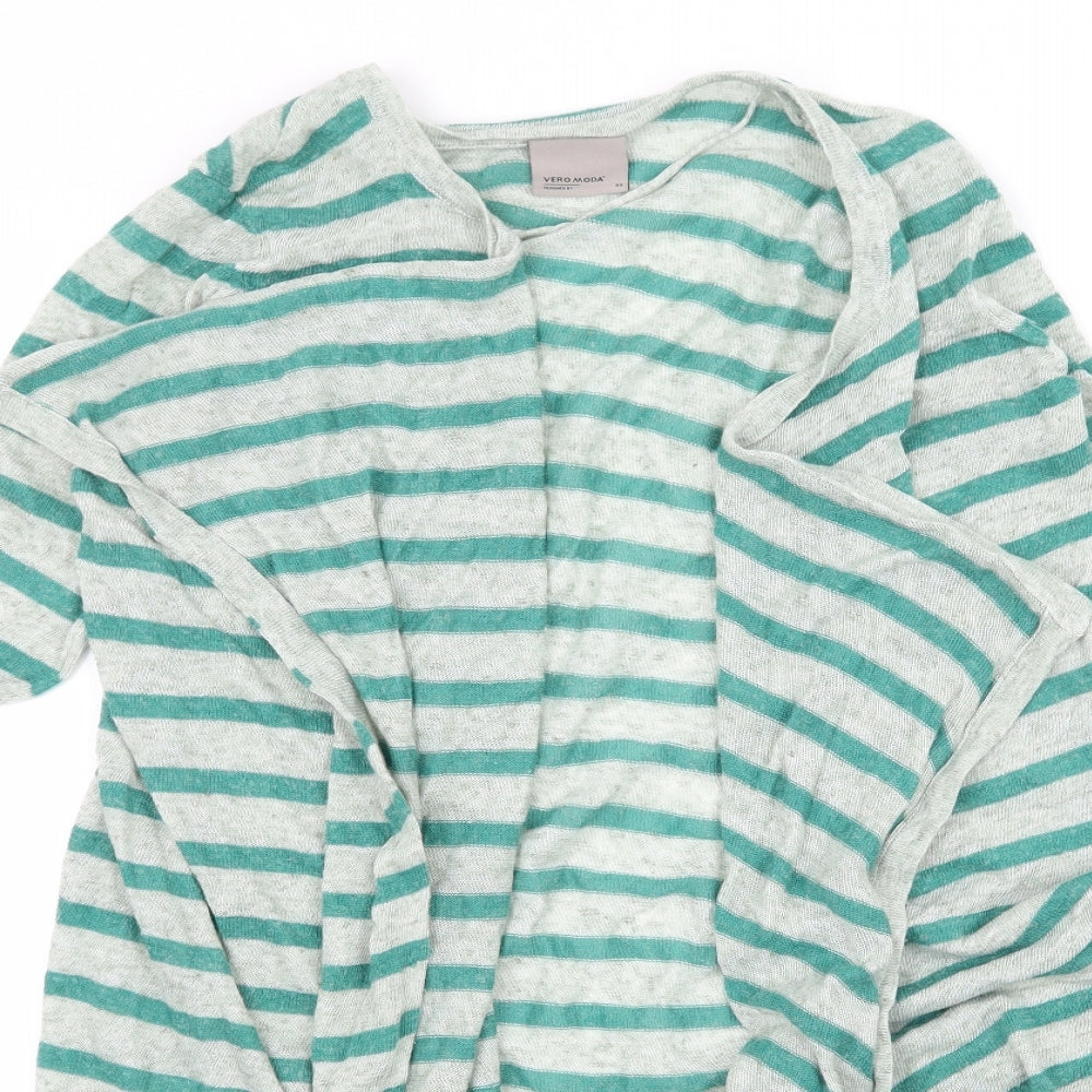 VERO MODA Womens Green Striped  Cardigan Jumper Size XS