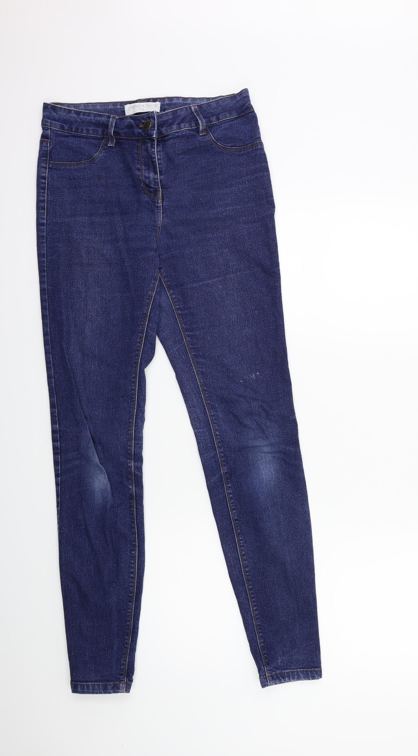 Womens UK Size 8 Papaya Regular Fit Skinny Blue Jeans