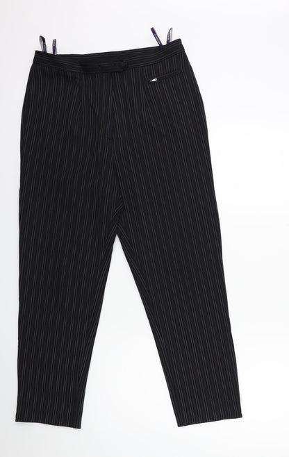 C&A Womens Black Striped Rayon Trousers  Size 16 L28 in