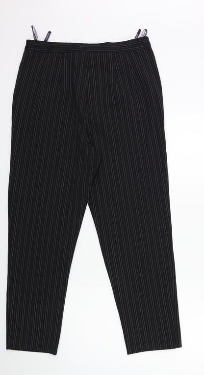 C&A Womens Black Striped Rayon Trousers  Size 16 L28 in