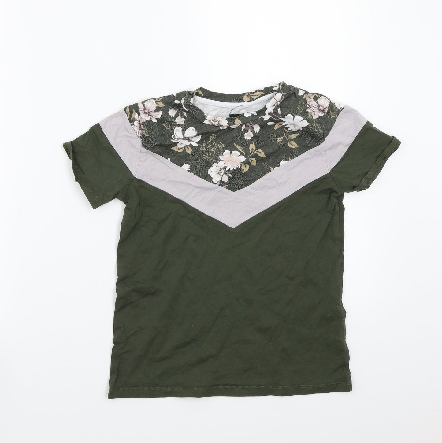 River Island Boys Green Floral  Basic T-Shirt Size 7 Years