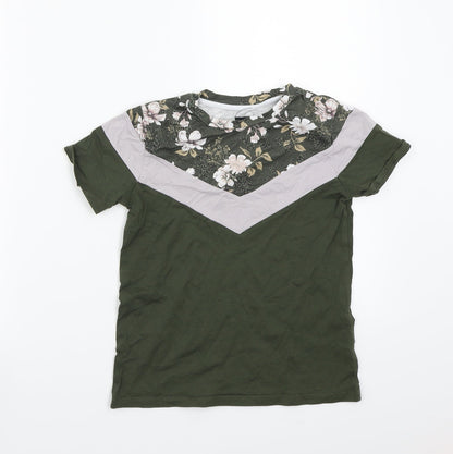 River Island Boys Green Floral  Basic T-Shirt Size 7 Years