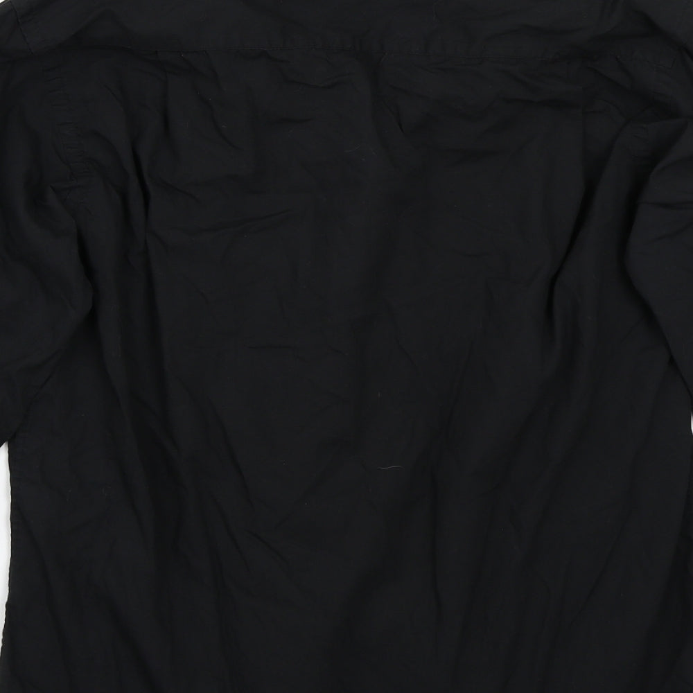Mens UK Size 15.5 Cedar Wood State Black  Button-Up Long Sleeve Casual Shirt