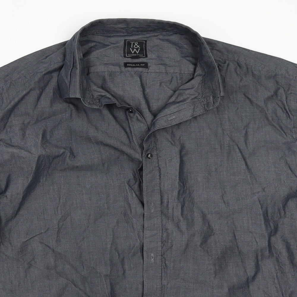 Taylor & Wright Mens Grey    Button-Up Size 17.5