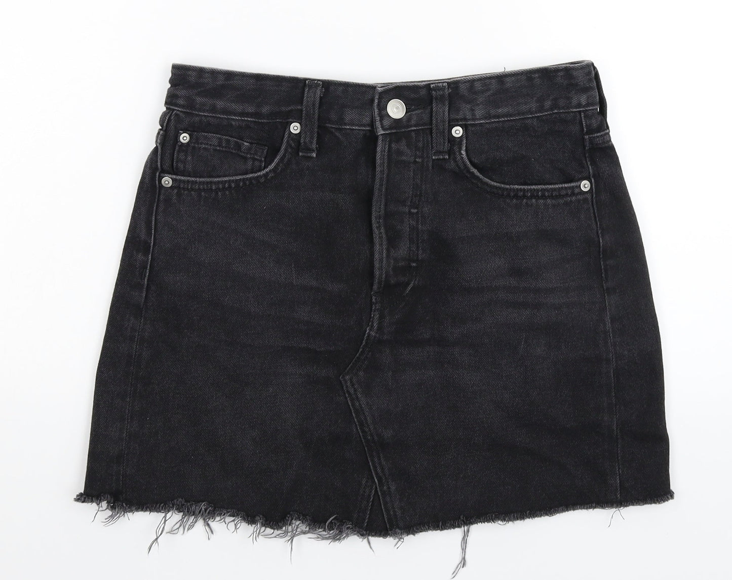 H&M Womens Black  Denim A-Line Skirt Size 8