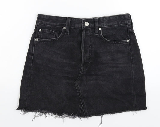 H&M Womens Black  Denim A-Line Skirt Size 8