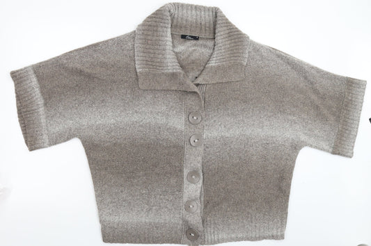 BM Womens Grey  Knit Cardigan Jumper Size XL