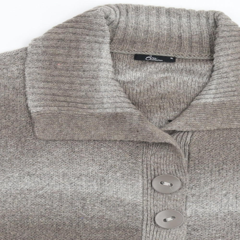 BM Womens Grey  Knit Cardigan Jumper Size XL