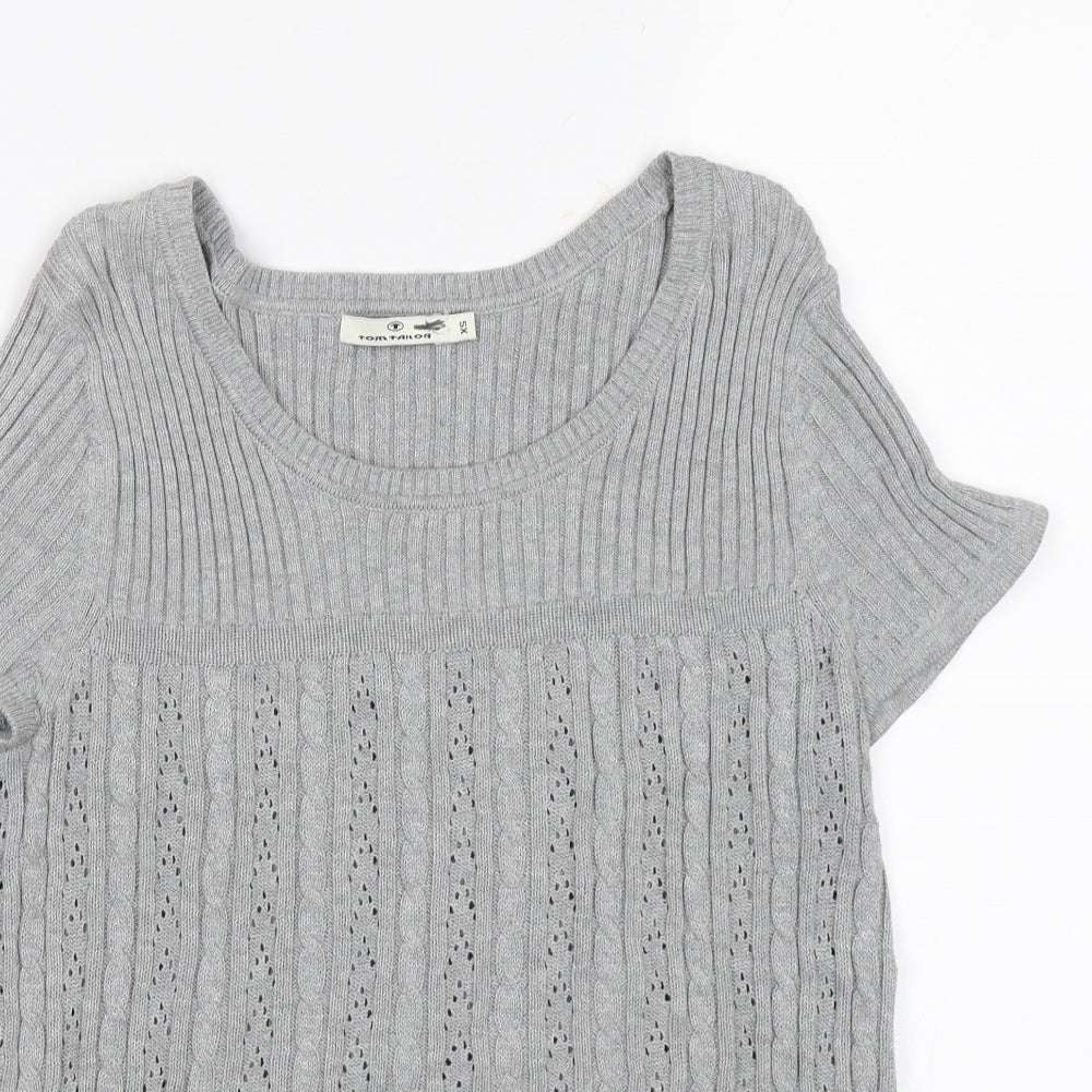 Womens UK Size XS TOM TAILOR Grey Jersey Blouse