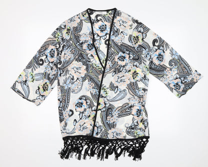 Wallis Womens White Floral  Shrug Jumper Size M