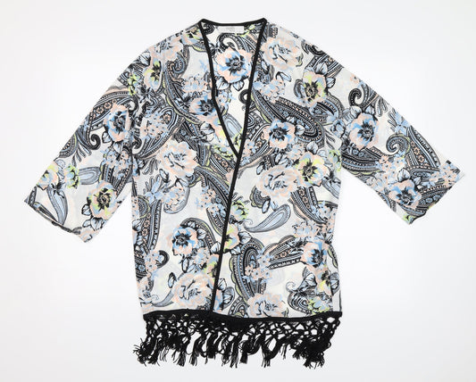 Wallis Womens White Floral  Shrug Jumper Size M