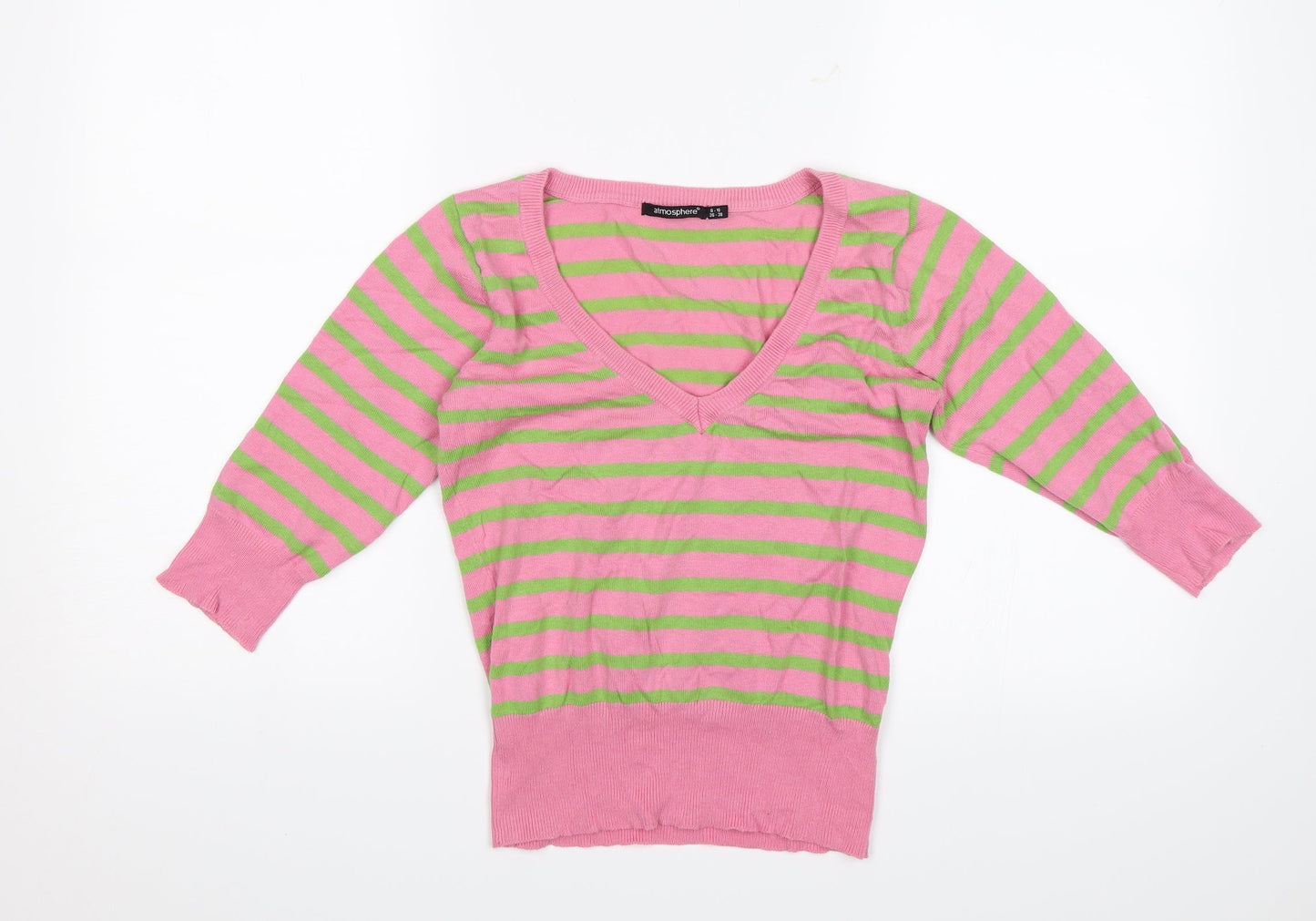 Atmosphere Womens Pink Striped  Jersey Blouse Size 8