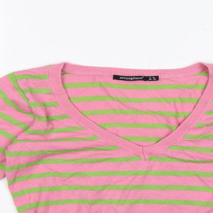 Atmosphere Womens Pink Striped  Jersey Blouse Size 8