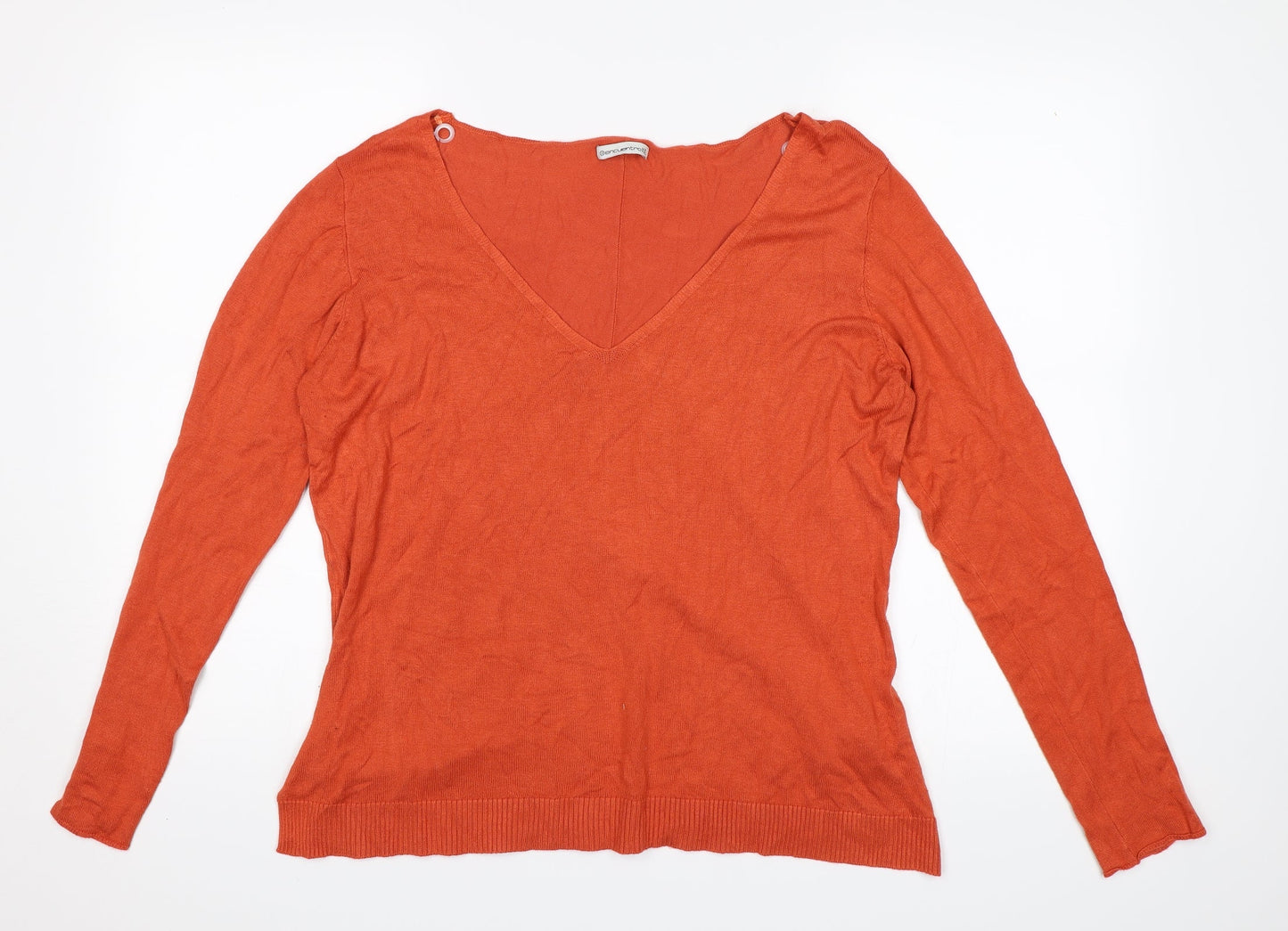 Womens UK Size 2XL Encuentro Orange Jersey Blouse