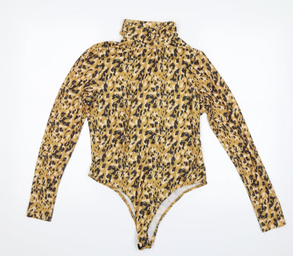 Primark Womens Yellow Animal Print  Bodysuit One-Piece Size M