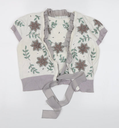 AMARANTO Womens White Floral  Shrug Jumper Size 10