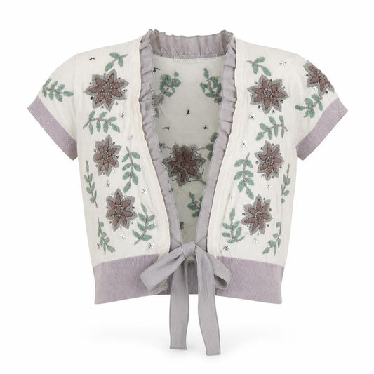 AMARANTO Womens White Floral  Shrug Jumper Size 10