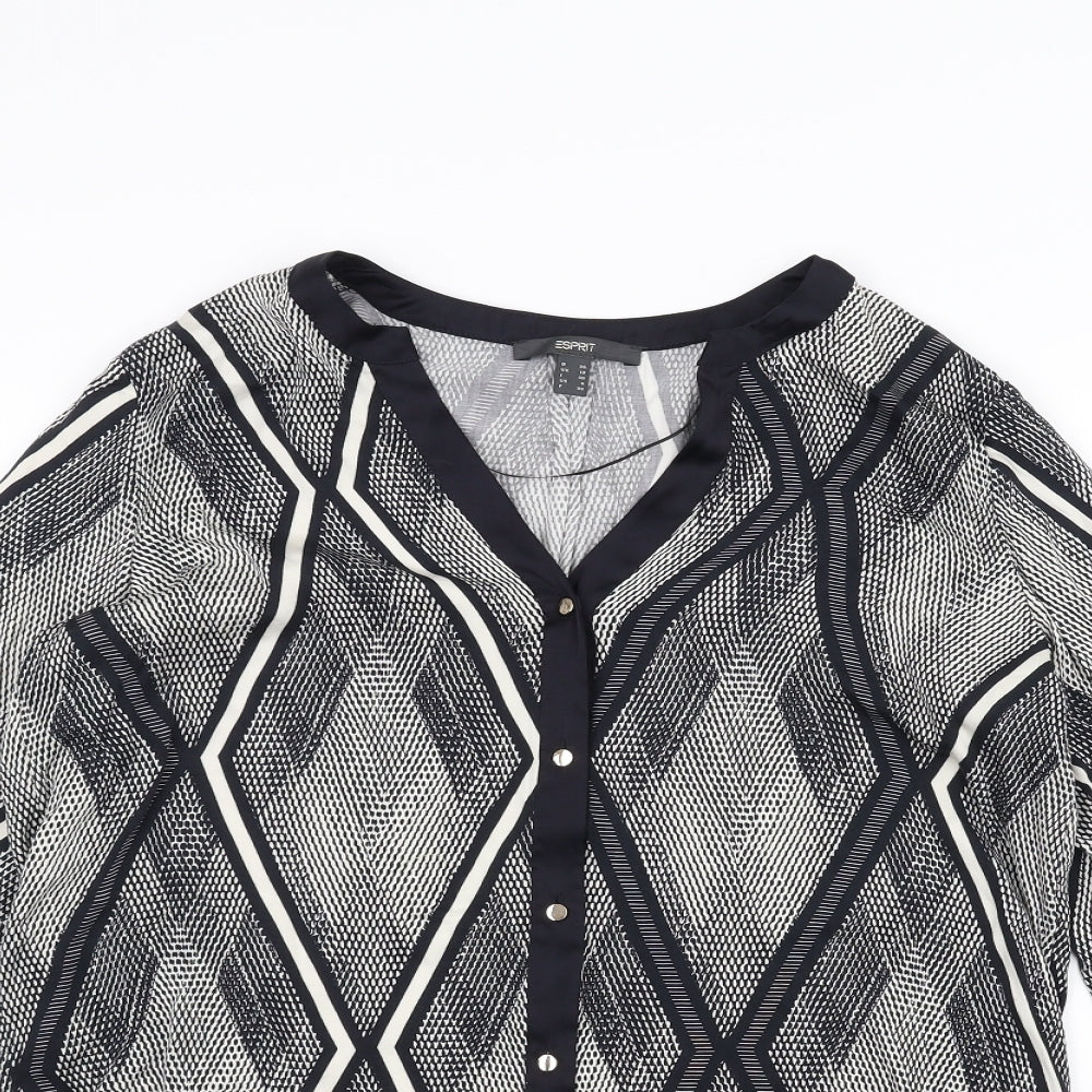 Womens UK Size 10 Espirit Black Basic Button-Up