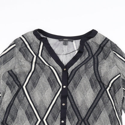 Womens UK Size 10 Espirit Black Basic Button-Up