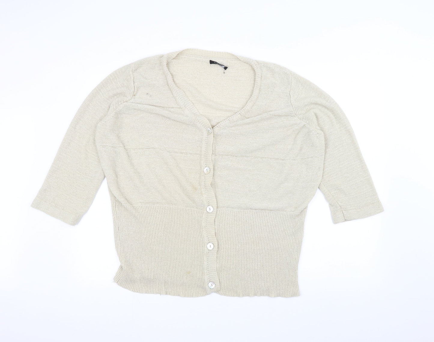 BM Womens White  Knit Jacket Coatigan Size XL