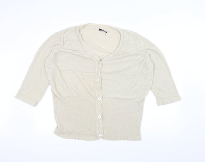 BM Womens White  Knit Jacket Coatigan Size XL