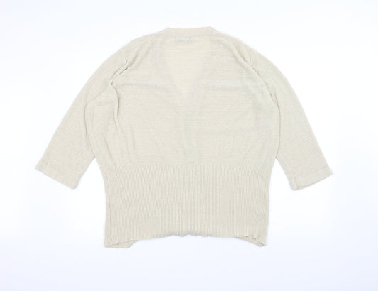 BM Womens White  Knit Jacket Coatigan Size XL