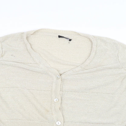 BM Womens White  Knit Jacket Coatigan Size XL