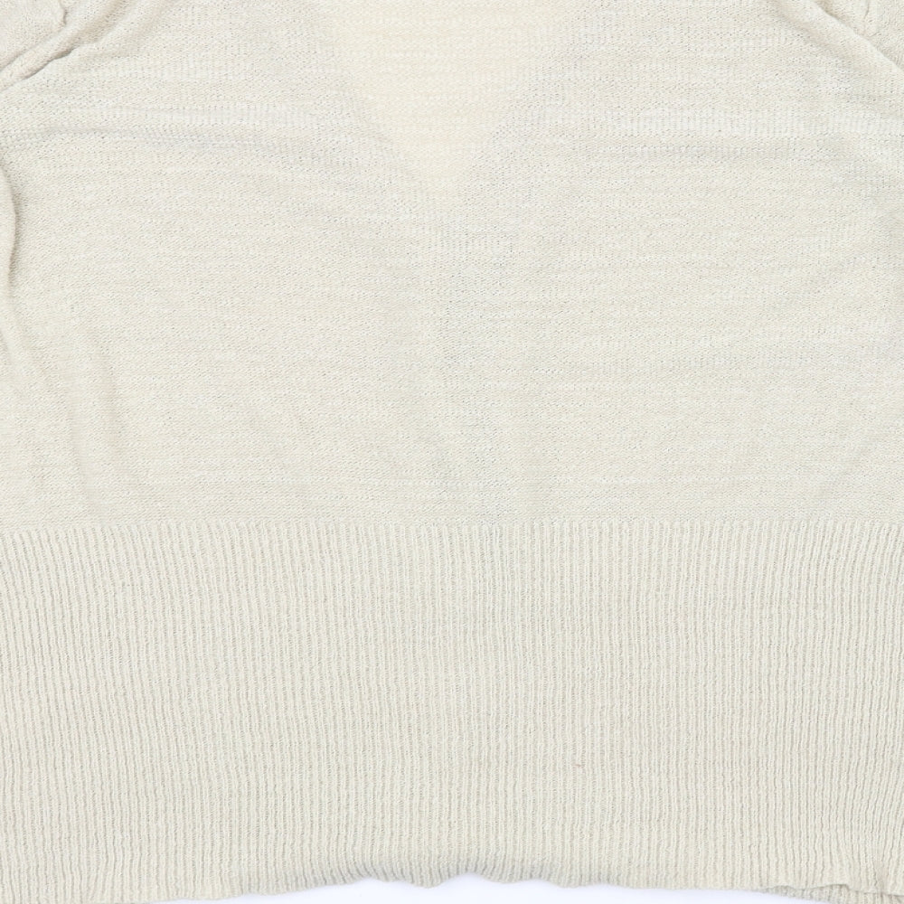 BM Womens White  Knit Jacket Coatigan Size XL