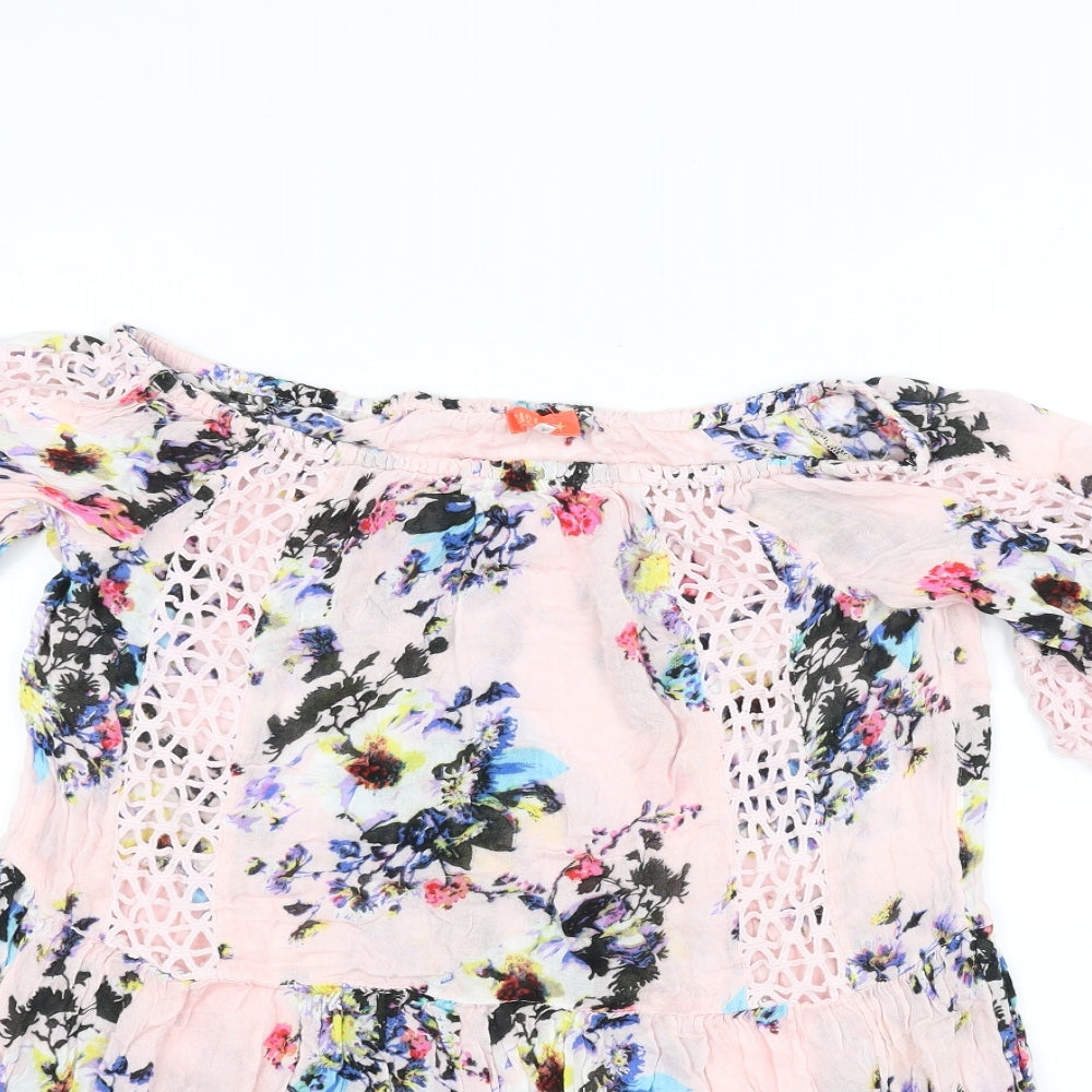 rires riort Womens Pink Floral  A-Line  Size S