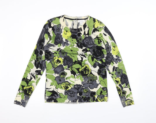Kenar Womens White Floral  Pullover Jumper Size M