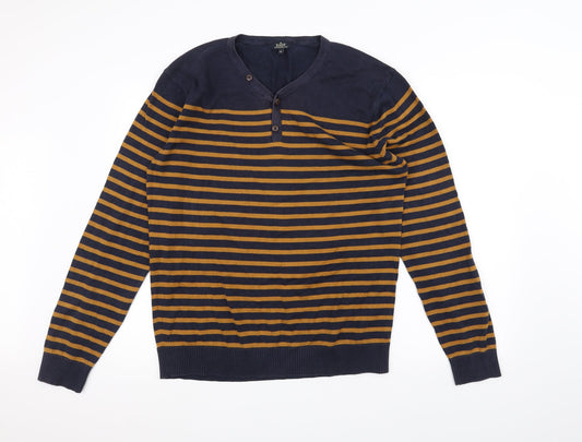 Easy Womens Blue Striped  Pullover Jumper Size M