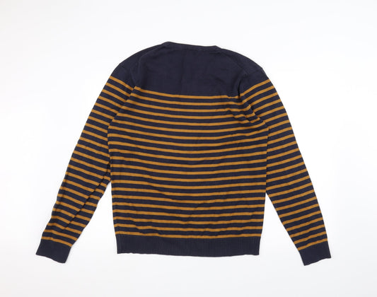 Easy Womens Blue Striped  Pullover Jumper Size M