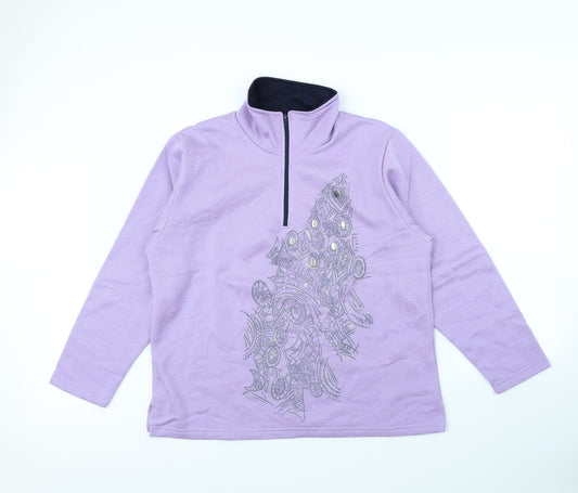 Afibel Womens Purple   Henley Jumper Size 14