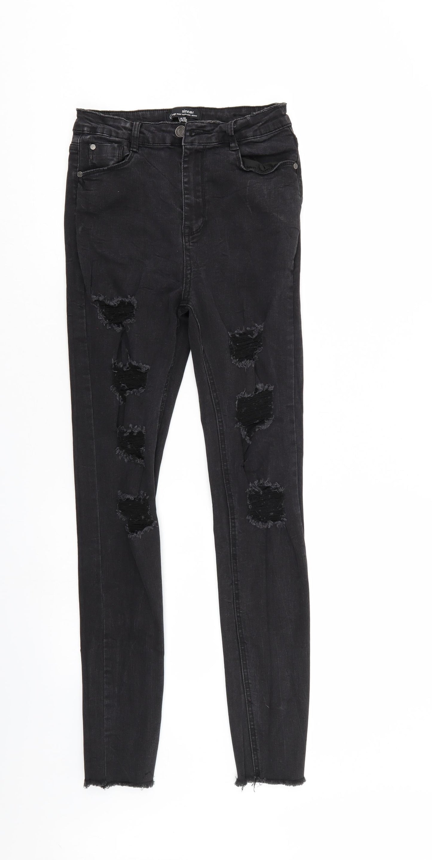 Sinner Womens Black  Denim Skinny Jeans Size 10 L29 in