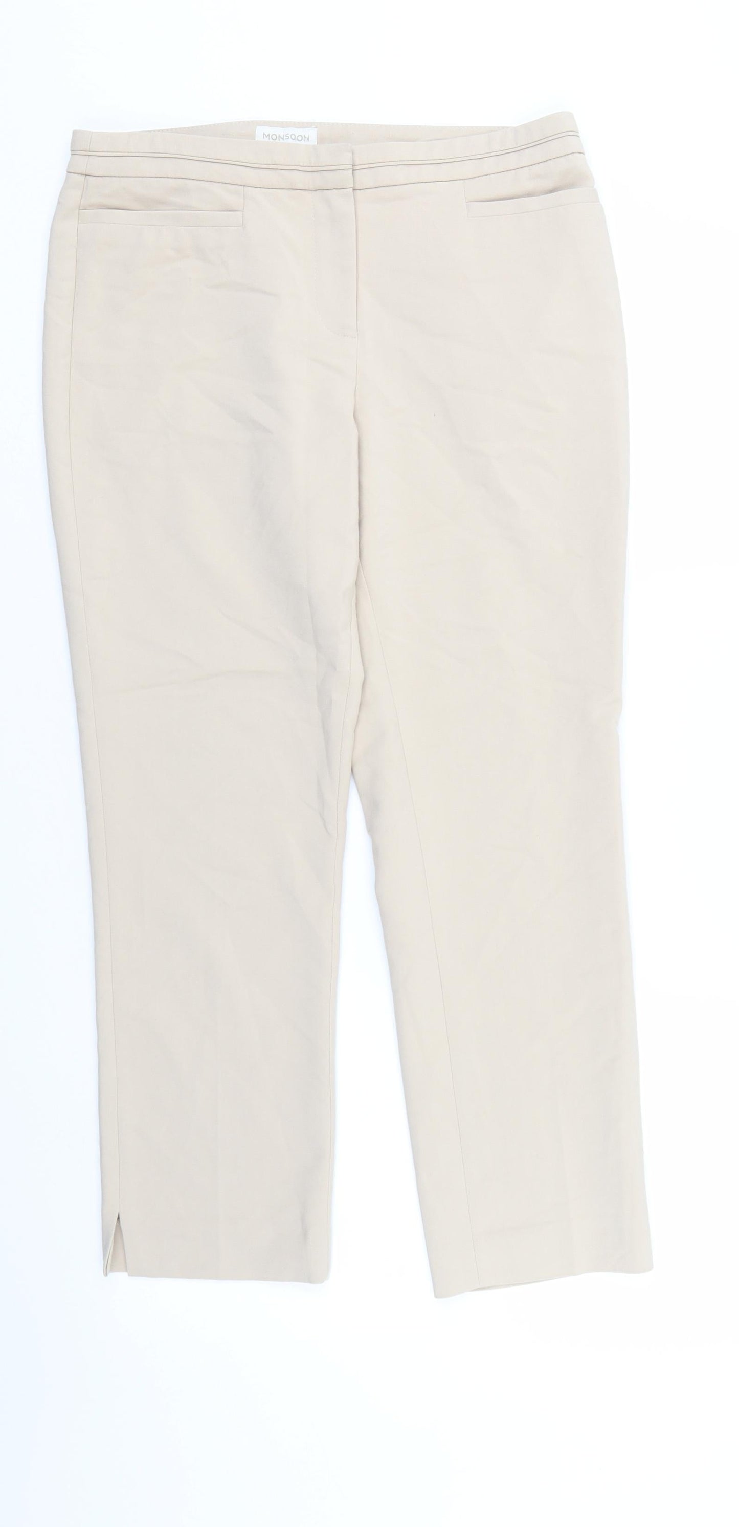 Monsoon Womens Ivory   Trousers  Size 30 in L26 in