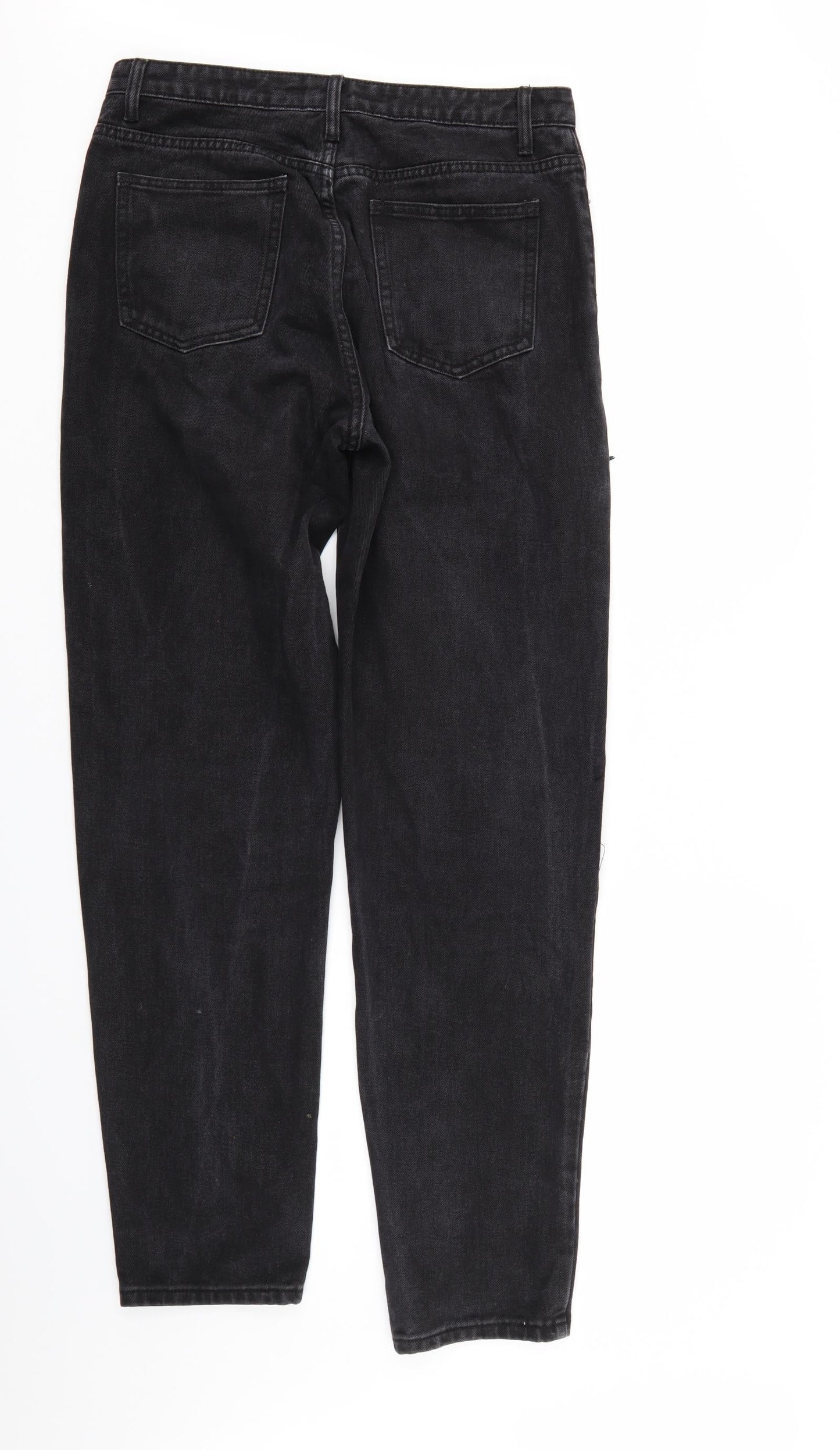 PRETTYLITTLETHING Womens Black  Denim Straight Jeans Size 12 L31 in