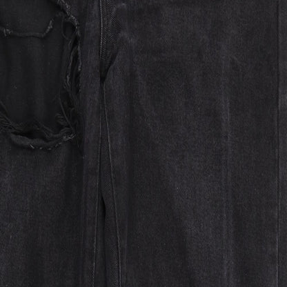 PRETTYLITTLETHING Womens Black  Denim Straight Jeans Size 12 L31 in