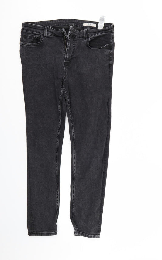 M&S Womens Black  Denim Straight Jeans Size 6 L28 in